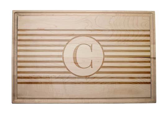 Stripe Monogram Maple Cutting Board